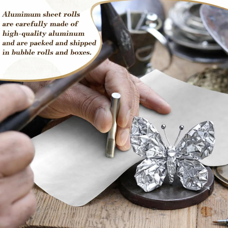 Yaocom Double-Sided Aluminum Foil - Gold & Silver, 12"x20ft Thick DIY Craft Sheet for Art Projects, Flowers, Origami, Scrapbooking, Multipurpose Metal Foil