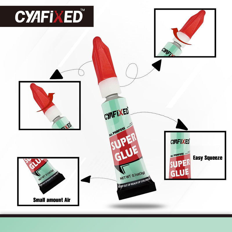 [Australia - AusPower] - Super Glue Liquid, All-Purpose Superglue, Cyanoacrylate Instant Adhesive for Plastic, Wood, Metal, Repair - Four 3 Gram Tubes, Clear 4 Pcs 