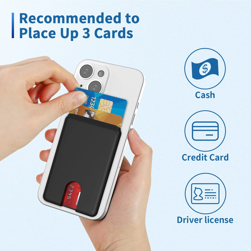 [Australia - AusPower] - Senose Phone Card Holder, Silicone Anti Slip Out Phone Wallet Stick On Credit Card Holder, Id Card Pouch Compatible for iPhone 13/12 Pro Max Samsung Galaxy Smartphone, 3 Pack (Black) Black*3 