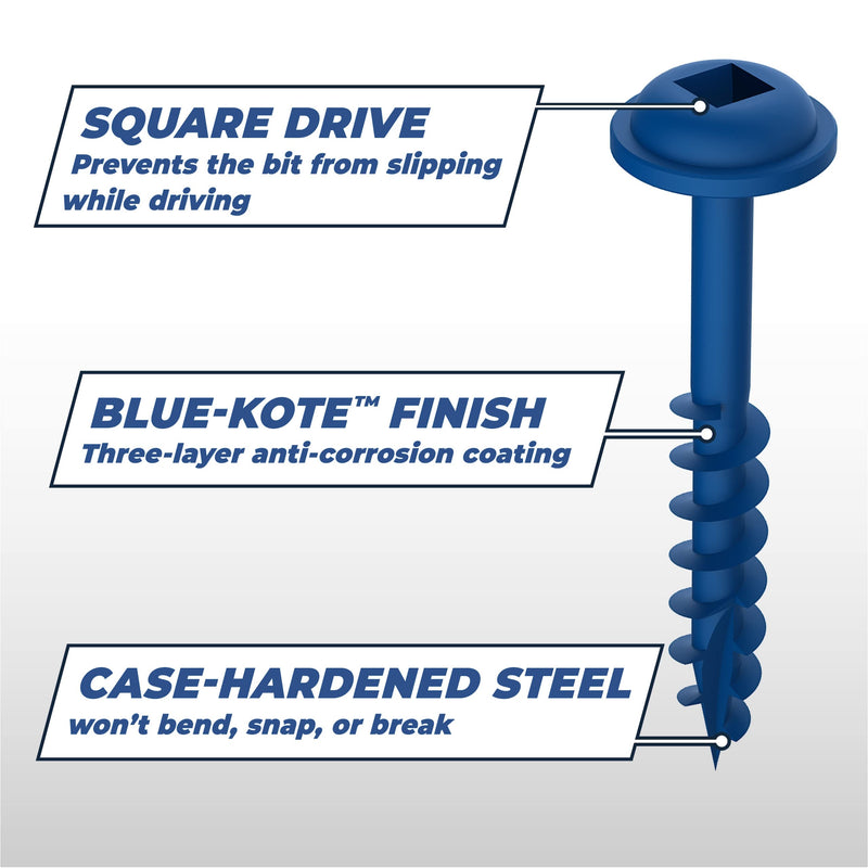 [Australia - AusPower] - Kreg SML-C250B-125 Blue Kote, Pocket Screws, 2 1/2 Inch, 8 Coarse Thread, Maxi-Loc Head (125 Count) 