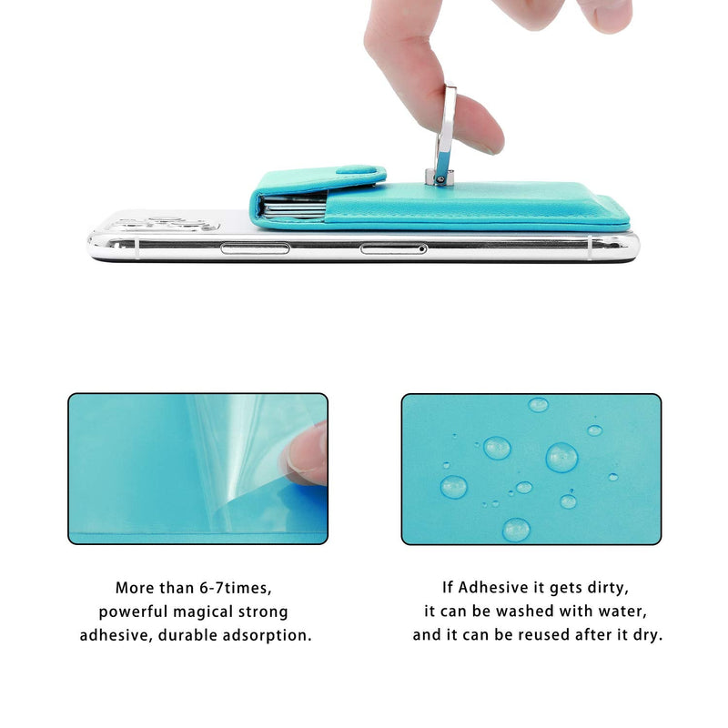 [Australia - AusPower] - Cell Phone RFID Ring Stand Stick on Wallet for Back of Phone for iPhone Android and All Smartphones Adhesive Credit Card Holder for Cell Phone-Green Green 