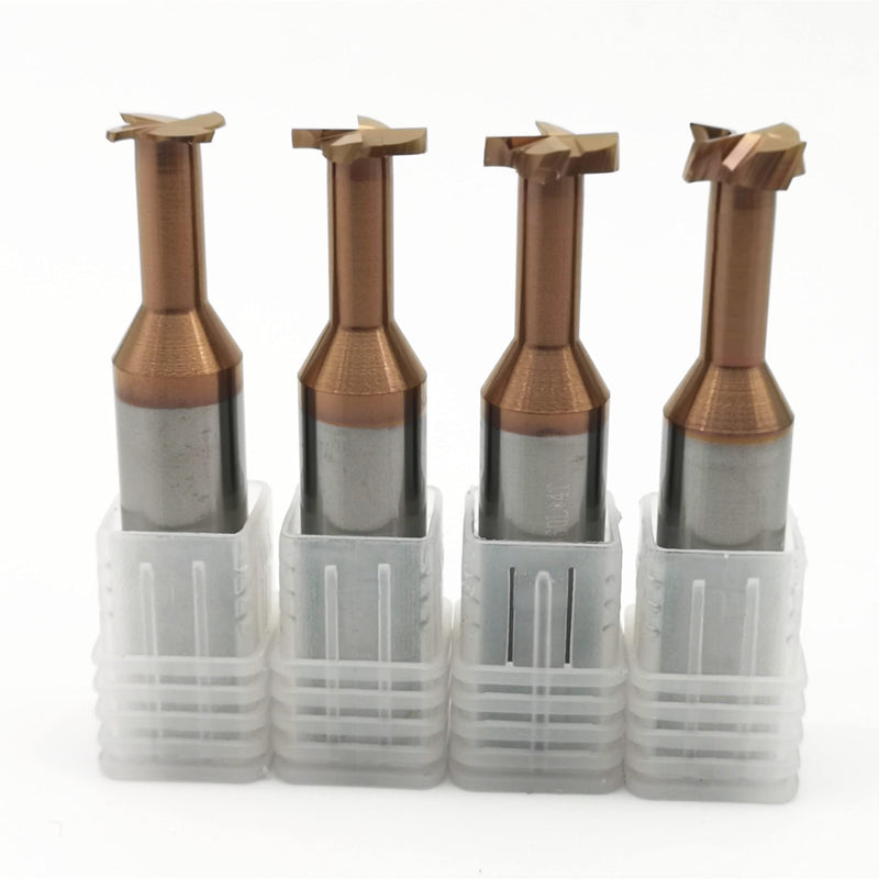 [Australia - AusPower] - KLOT AlTiN Coated T Slot Keyseat Milling Cutter Solid Carbide 3mm-20mm T Slotting End Mill (4 * 0.5 L50mm) 4*0.5 L50mm 