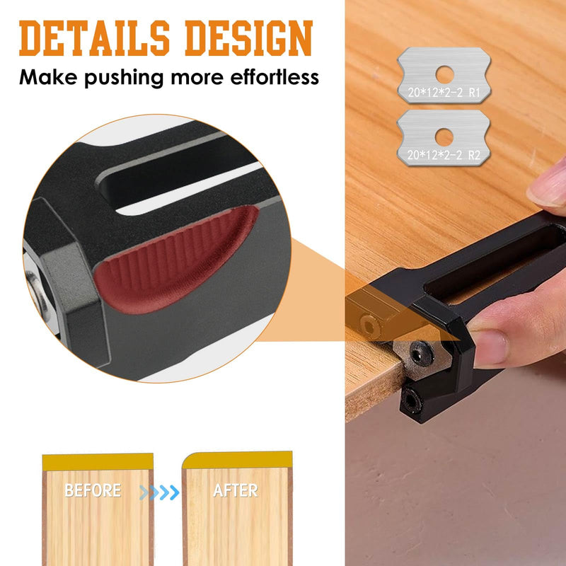 [Australia - AusPower] - Chamfering Edge Band Trimmer,Adjustable Edge Banding Trimmer,veneers,Hand Planer,Edge Banding Tools.(Handle + R1, R2 Blade) Handle + R1, R2 blade 