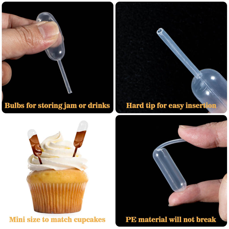 [Australia - AusPower] - 50 Plastic Pipettes Dropper for Cupcakes - 4ml Disposable Cupcake Pipettes Cupcake Injector Mini Pipettes Pippets Disposable Droppers Pipets Liquor Alcohol Infuser Small Strawberry Pippettes 