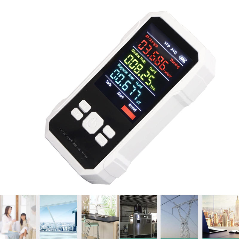 [Australia - AusPower] - EMF Meter, Handheld Digital LCD EMF Detector for Home EMF Inspections, Office, Outdoor and Ghost Hunting (White) 
