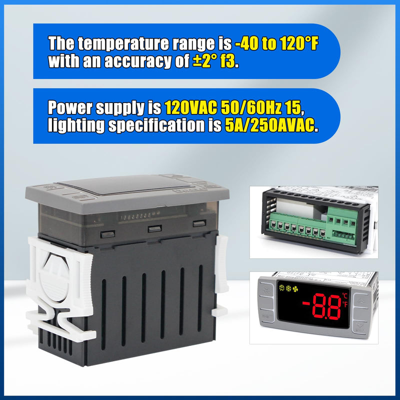 [Australia - AusPower] - XR06CX-4N1F1 Digital Temperature Controller, Compatible with Dixell Commercial Refrigerators & Freezers 120V 50-60hz, Programmable Digital Thermostat with Sensor Probe & Mounting Hardware 