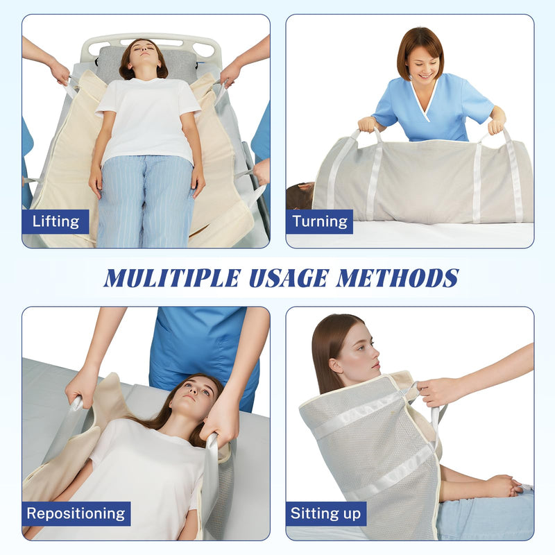 [Australia - AusPower] - Underpad and Positioning Bed Pad dismountable Washable Waterproof Incontinence pad underpad with Reinforced Handles Transfer Sheet pad for Turning Inconvenience Care 34"× 45" （Grey） 