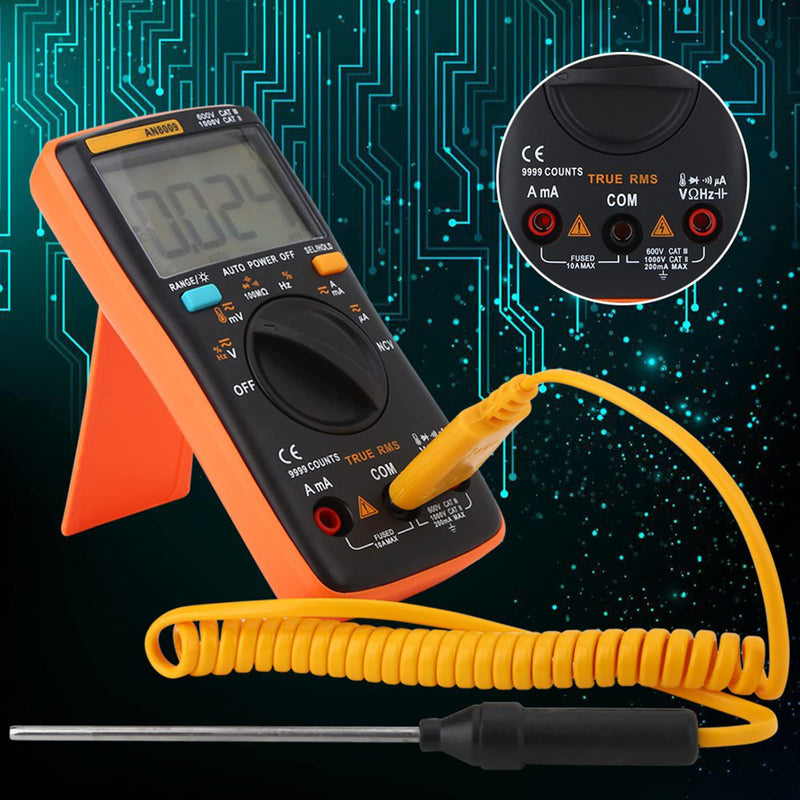 [Australia - AusPower] - An8009 Digital Multimeter, Auto Range True Rms ACDC Voltage Electronic Meter with Large Overview Backlit LCD Display for Electrical Tests 