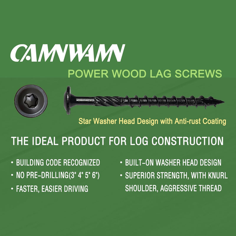[Australia - AusPower] - [Pack of 50] #14 x 3 Wood Structural Lag Screws, Black Coated Torx/Star Drive Heavy Duty Construction Wood Screw, Modified Truss Washer Head, Star Drive Bit Included. #14 x 3" 