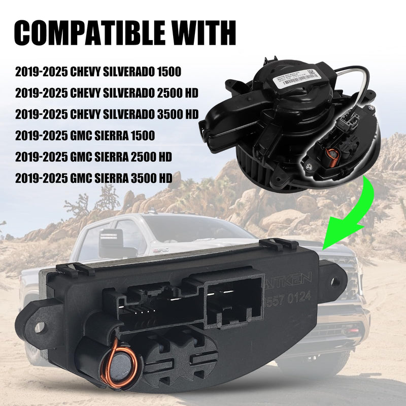 AITKEN HVAC Blower Motor Control Module Blower Motor Resistor Compatible with 2019-2025 Chevrolet Silverado GMC Sierra 1500 2500 3500 Replace #85577577. Auto Temp. Control 85001523
