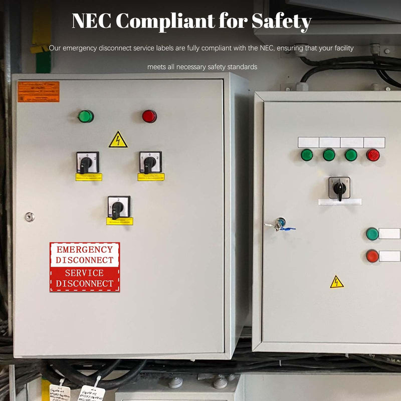 Magnetic NEC Compliant Emergency Disconnect Service Labels | Breaker Box Labels | Reusable Waterproof Vinyl Signs | 5 x 3.43 Inches | Pack of 7