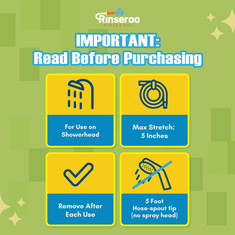 Rinseroo Portable Bidet Hose – 5ft Slip-On Shower Attachment for Postpartum, Post-Surgery, Warm Water Hygiene - Handheld Bidet for Travel, Men, Women, and RV - Peri Bottle Alternative, 5" Stretch