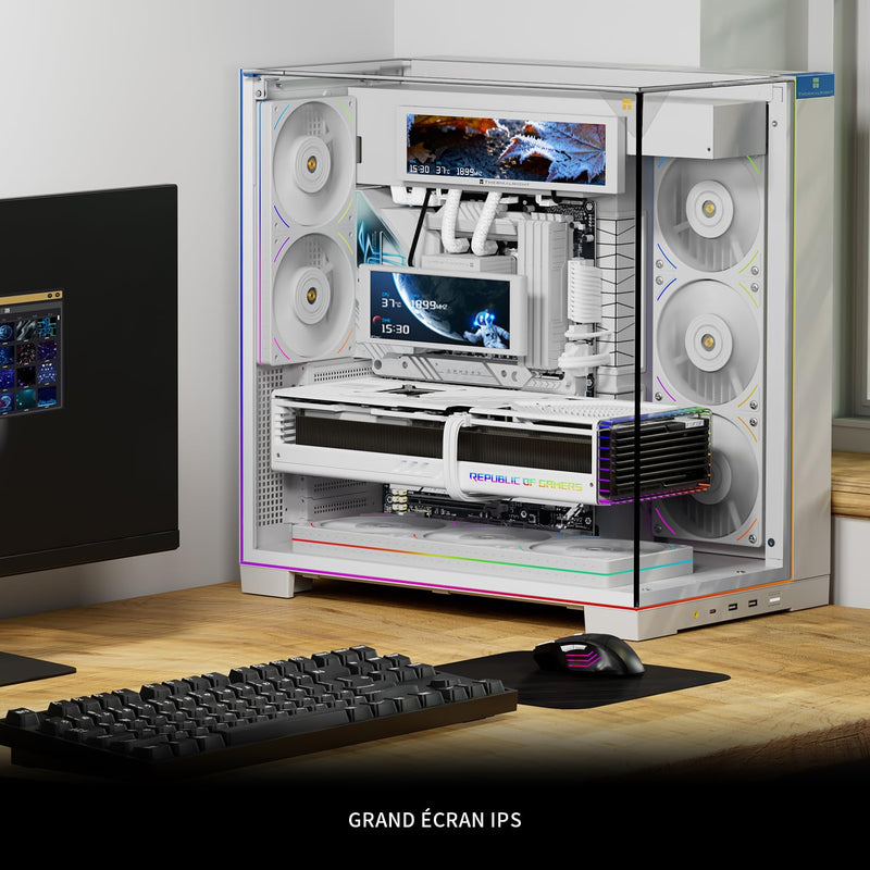 THERMALRIGHT Trofeo Vision 9.16 LCD White 9.16 Inch Magnet IPS Display, 1920 x 480 Resolution, Magnetically Attracted to the Surface of the Chassis, DIY Picture/Video Display 9.16-in