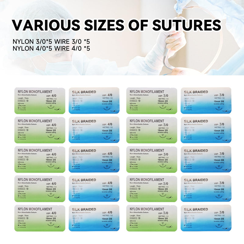 [Australia - AusPower] - HB Design Complete Suture Training Kit(30 Pieces),Include 3rd Generation Suture Pad with Pre-Cut Wounds,Suture Tools and Mixed Suture Thread with Needles for Students and Nurses Practicing 