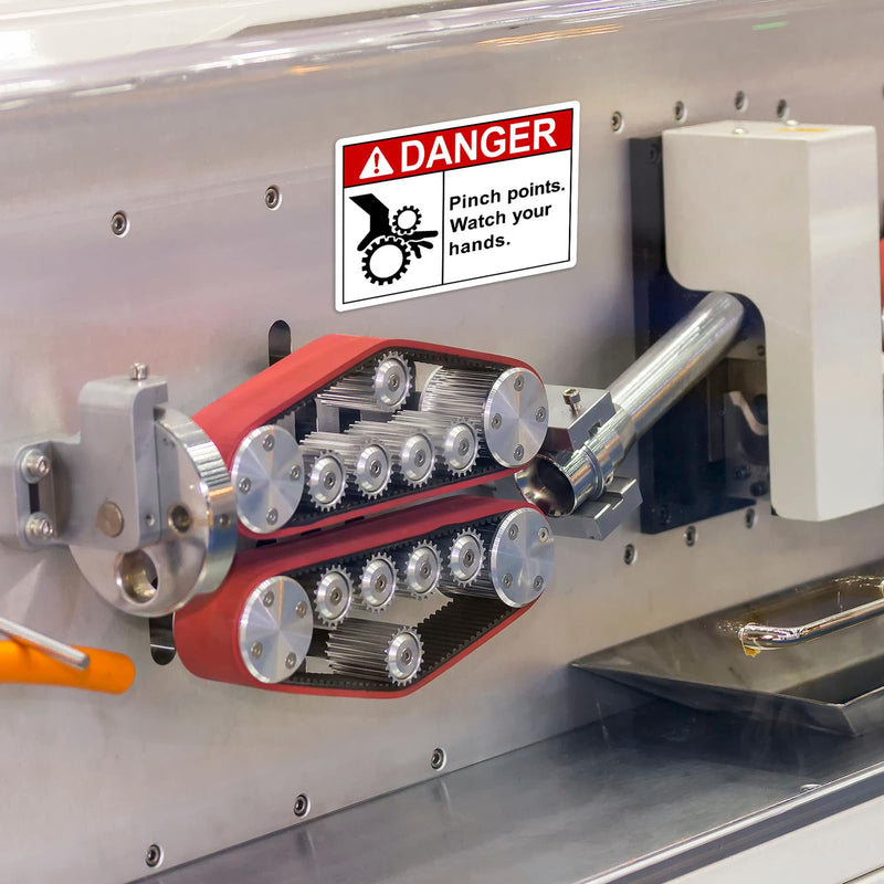[Australia - AusPower] - 50 Pcs Pinch Points Danger Labels - 5 x 3.5 Inch OSHA Safety Watch Your Hands Vinyl Warning Stickers for Workplace Warehouse, Machine and Equipment 