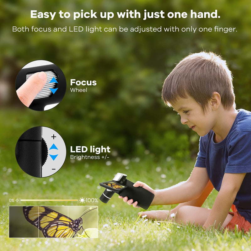 [Australia - AusPower] - Andonstar AD203 Handheld Digital Microscope, Portable Pocket Microscope with 4 inch Screen for Kids and Adults, Black, Electronic FHD Video Microscope, Supports Windows Mac PC, USB Coin Microscope Handheld Black 