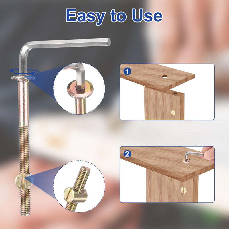 [Australia - AusPower] - uxcell 10Pcs Bed Frame Bolts, M8x40mm Hex Socket Head Cap Screws Bolts with Barrel Nuts Hardware Replacement Kit & M5 Hex Wrench for Furniture, Beds, Chair 10 