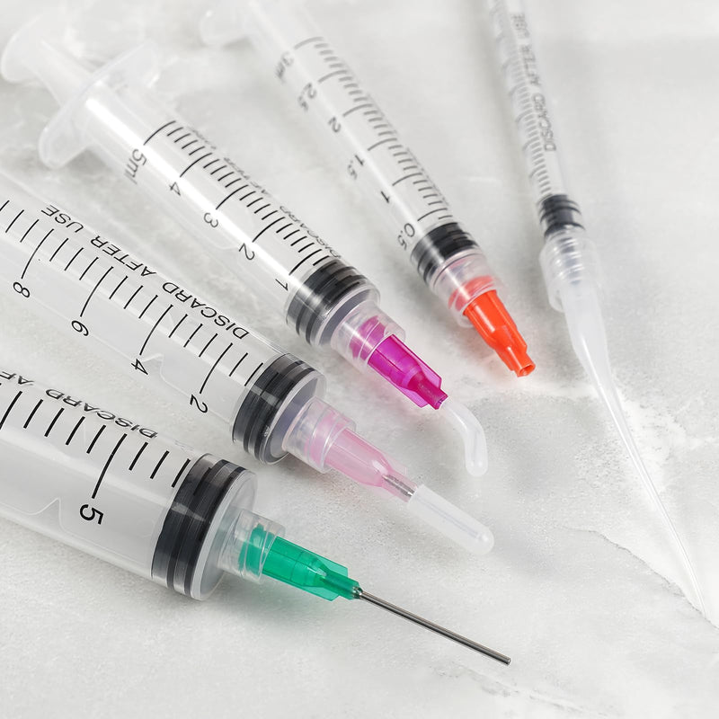 [Australia - AusPower] - COTOM Syringe with Needle and Cap 1ml, 3ml, 5ml, 10ml, 20ml Syringes, 14g, 16g, 18g, 20g, 25g Pure Needles and Syringe Caps, Used for Industrial Care, Liquid Measurement 1/3/5/10/20ml 