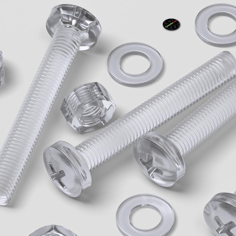 [Australia - AusPower] - 20 x Transparent Clear Plastic Acrylic M8 x 60mm Nuts & Bolts -Acrylic Plastic Screws, (15/64 x 2-23/64 in) 