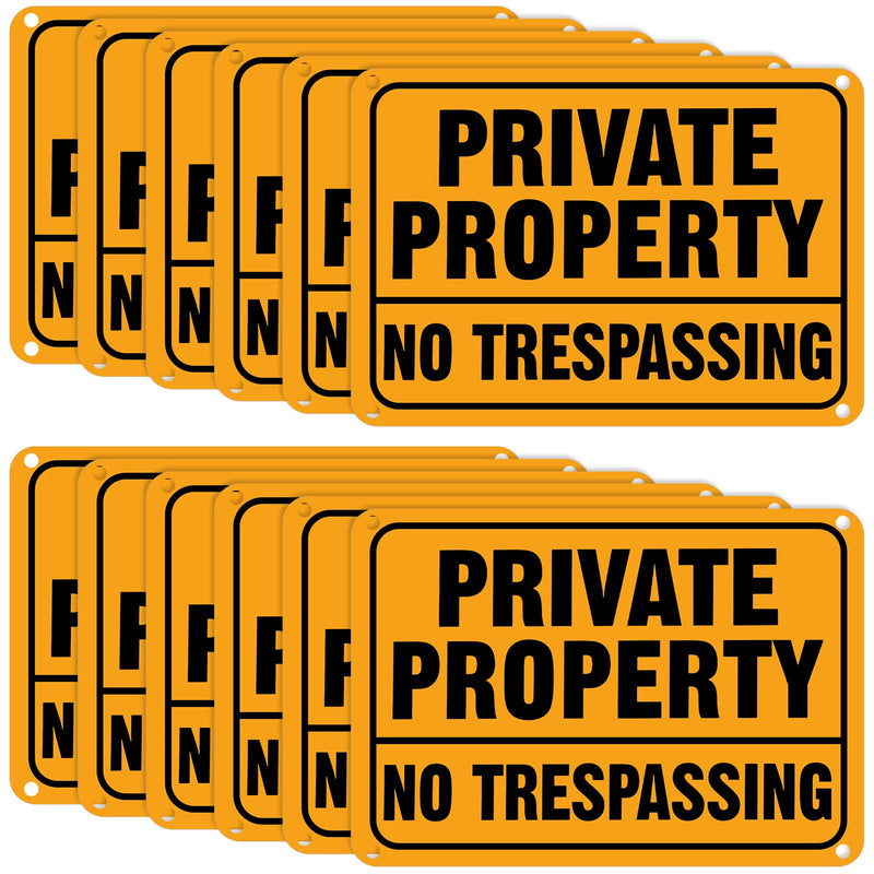 LEIFIDE 12Pcs No Trespassing Private Property Signs 7 x 10 Inch Metal Reflective Aluminum No Trespassing Sign Weatherproof Warning for Property Security(Safety Orange,Yellow, Black) Safety Orange Yellow, Black