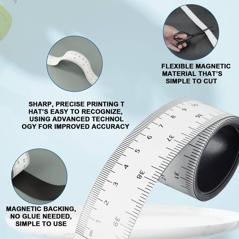 [Australia - AusPower] - 5 Pcs 39.37 Inch Magnetic Ruler with Both Inches and Centimeters Flexible Portable Magnetic Measuring Tape for Workshops Lathes Whiteboard Table Saws Mills 