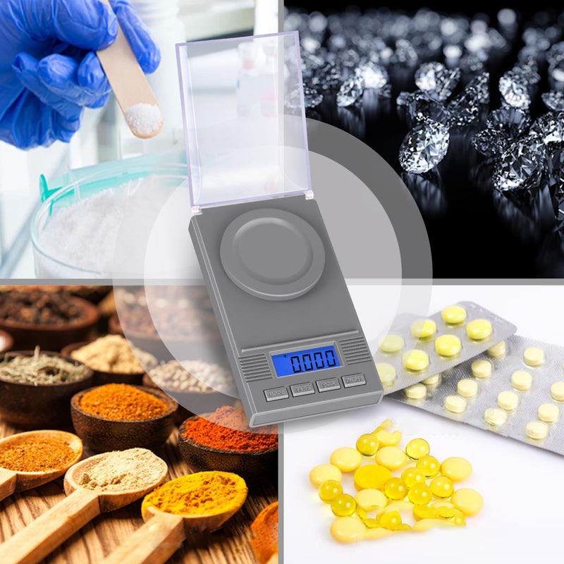 [Australia - AusPower] - Fuzion Milligram Scale 50g/ 0.001g, mg Scale, Jewelry Scale with LCD Backlit, Tare, Digital Milligram Scale for Powder Medicine, Gem, Reloading, Micro Scale PL50 Grey 