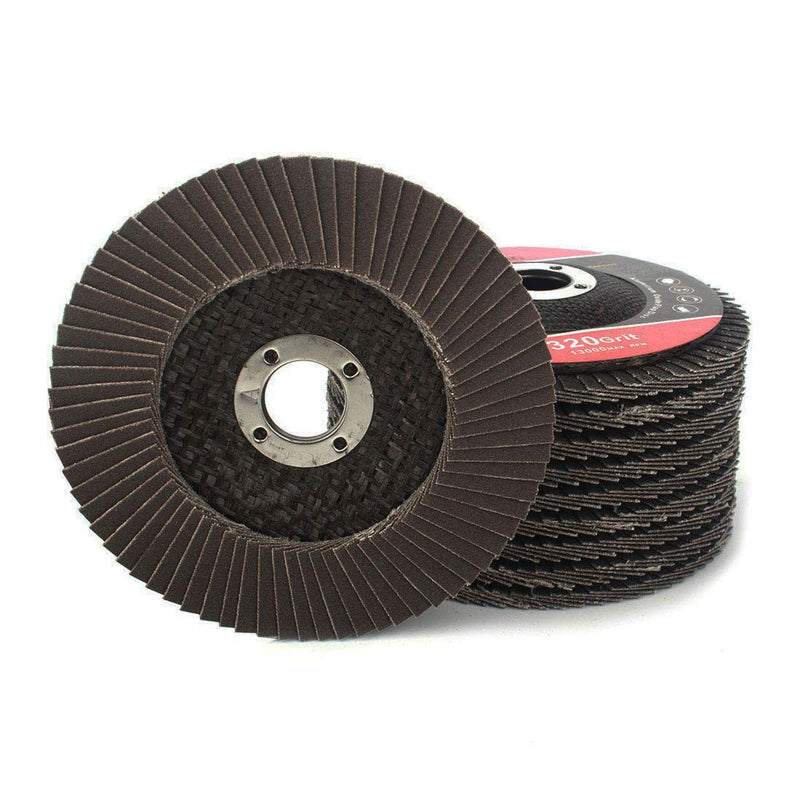 [Australia - AusPower] - 320 Grit Flap Discs 4" x 5/8 Inch Aluminum Oxide 10 Pack Angle Grinder Attachment Sanding Disc Blending Grinding Finishing 320 Grit 