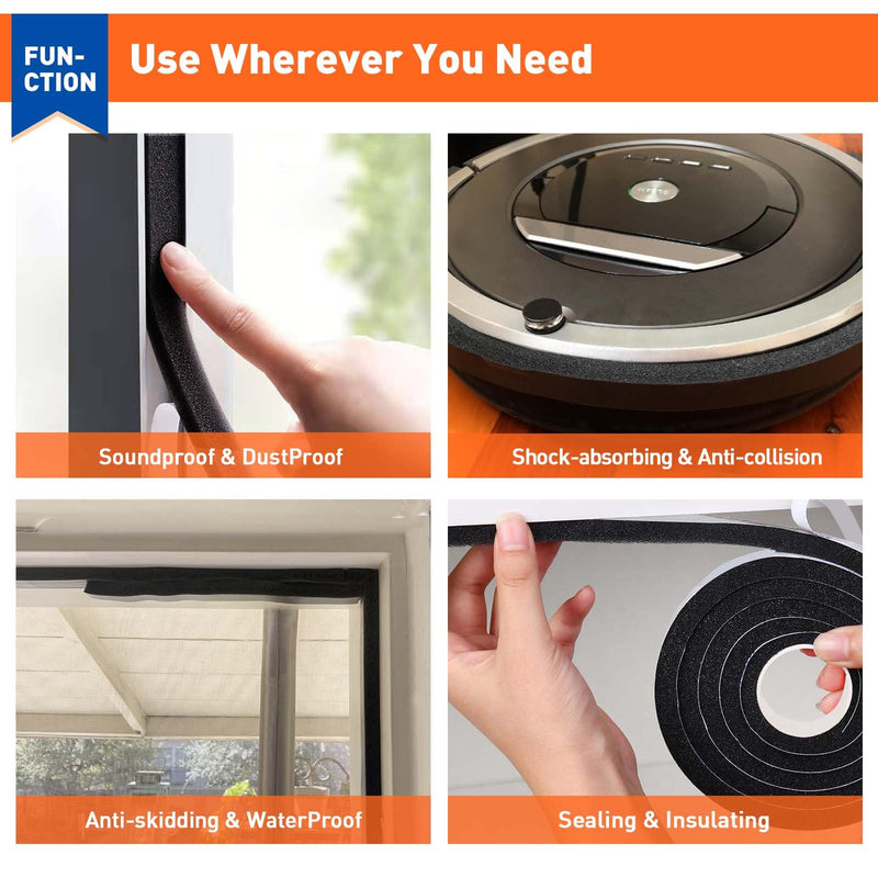 [Australia - AusPower] - MAGZO Adhesive Foam Weather Stripping 1 Inch W X 1 Inch T, Air Conditioner Window Seal Open Cell High Resilience, Total Length 13 Feet (6.5ft x 2 Rolls) 1in x 1in x 13FT 