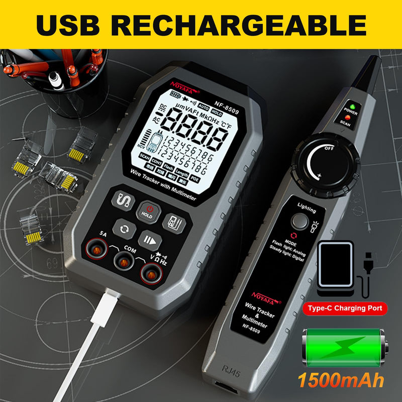 [Australia - AusPower] - NOYAFA Network Cable Tester with Multimeter, RJ45 CAT5/6 Ethernet Cable Tester, POE, Anti-Jamming TDR, Cable Toner NF-8509 