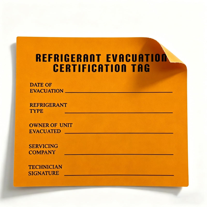 Refrigeration Evacuation Recover Cerification Tag Keep Refrigerated Stickers 50 Pack
