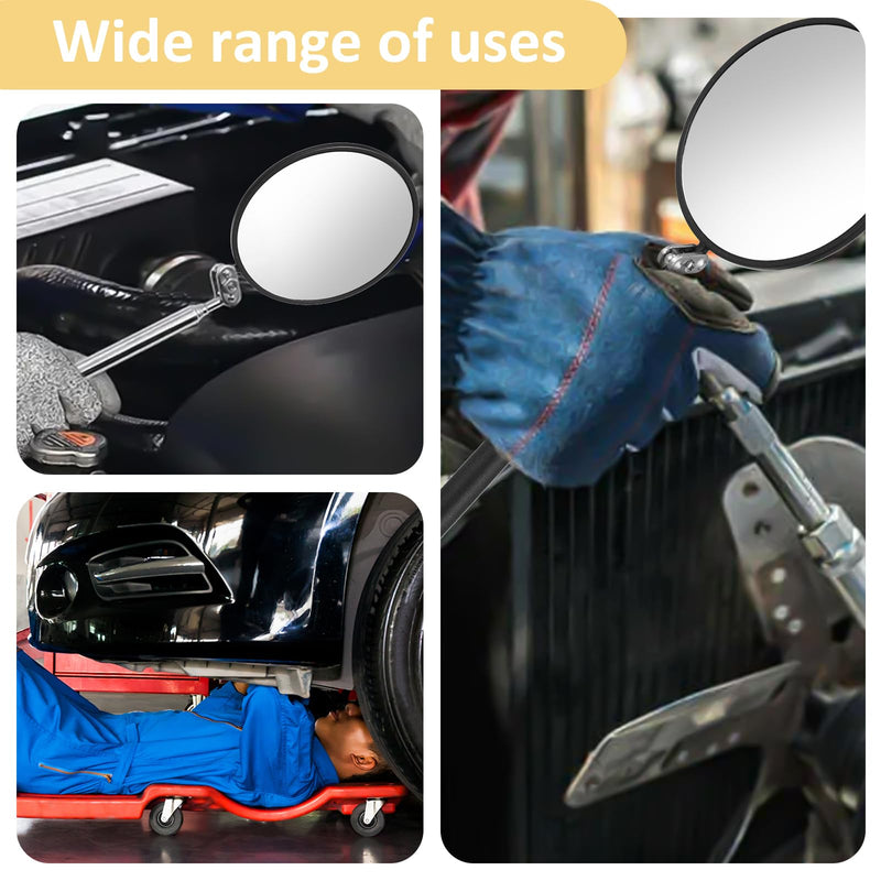 [Australia - AusPower] - Telescoping Inspection Mirror, 360 Rotation Flexible Inspection Mirror Circular Inspection Mirror with Retractable Handle Round Inspection Mirrors for Checking Vehicle Condition(Dia-4 Inch) Dia-4 Inch 
