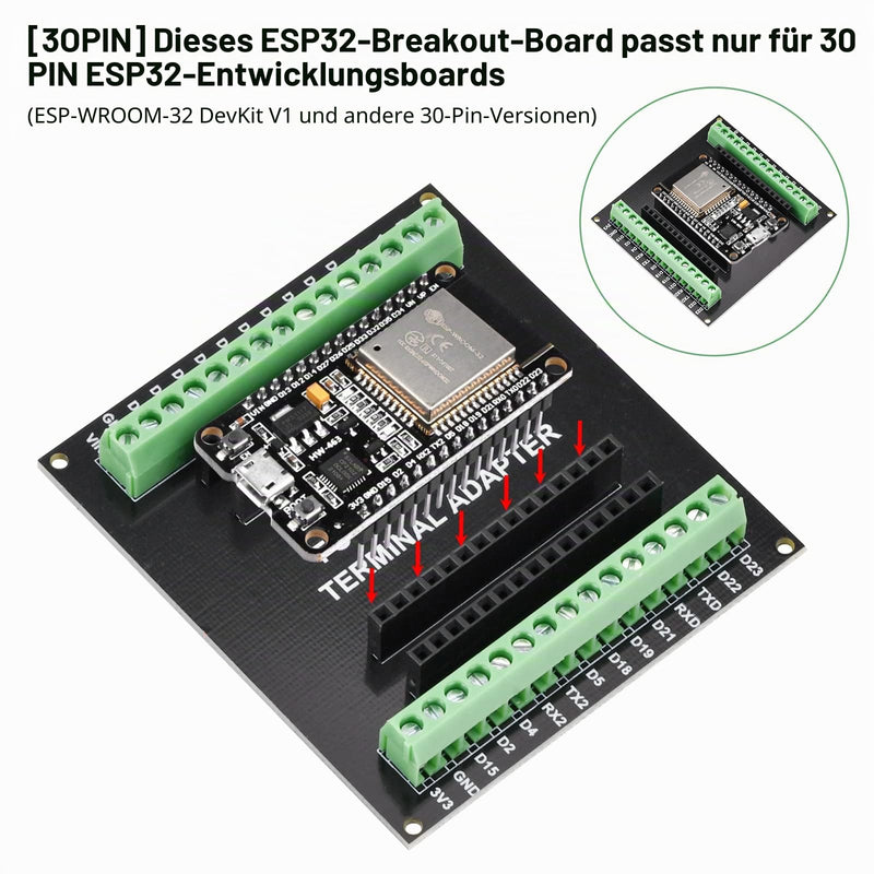 diymore Pack of 3 for ESP32 Breakout Boards 1-in-2 for 30 Pin Slim Version Microcontroller, Compatible with ESP32 Devkit V1 3pcs-30pin