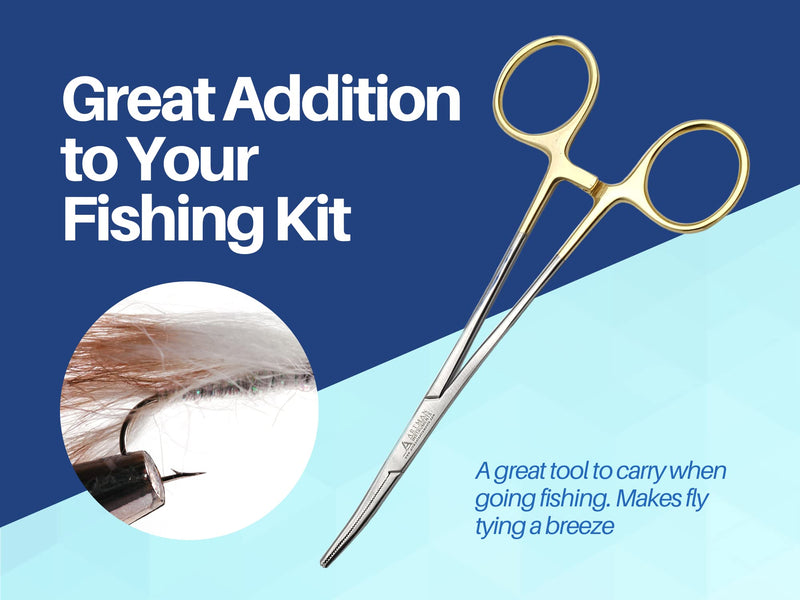[Australia - AusPower] - Artery Forceps 6" Curved Hemostats for Nurses, Fishing Forceps, Crafts and Hobby Gold Plated Handle Artman Brand 
