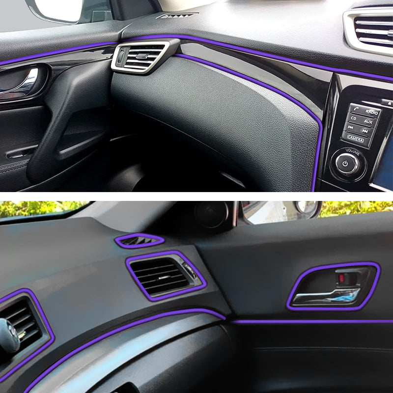 Spurtar 2 Rolls x 33Ft Car Pinstriping Tape Grey & 16.4ft/5M Car Interior Trim Strips Purple