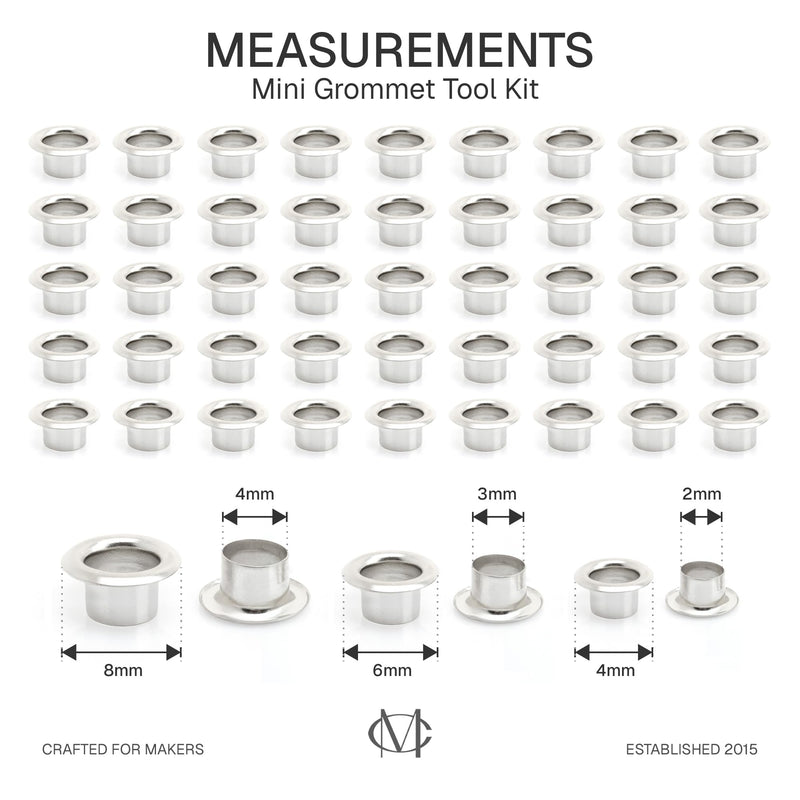[Australia - AusPower] - CRAFTMEMORE 3mm 1/8" Grommet Tool Kit Eyelet Setting Tool Grommet Setter Hole Punch Cutter & Pack of 100 Grommets (0.12" (3mm) Inside Diameter) 