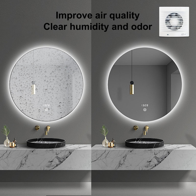 4 Inch Wall Mount Bathroom Exhaust Fan, Plug in Wall Exhaust Fan, 12W 77 CFM Bathroom Window Fan with Backdraft Damper for Kitchen, Garage, Office, 34 dB, White E10-Plug