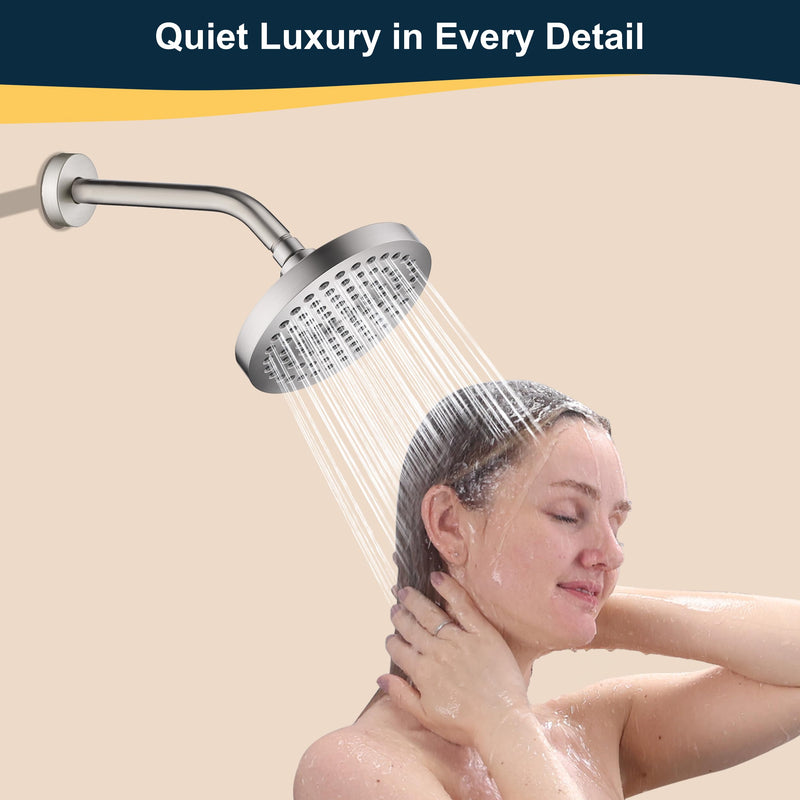 BRIGHT SHOWERS Shower Arm with Flange 10 Inches Solid Brass Shower Head Extension Arm, Wall Mounted Shower Pipe Arm for Rainfall Shower Head and Handheld Showerhead, Brushed Nickel Basic 10 Inch