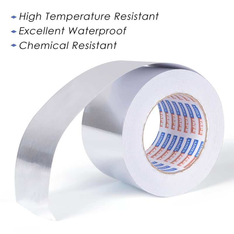 ADHES Premium Aluminum Foil Tape, 3 Inch x 164 Feet (55 Yards), Heat Proof Tape Withstand from 80°C to 100°C, Metal Duct Tape for HVAC, Sealing & Patching, Dryer Vents Pipe 75mm x 50m 1