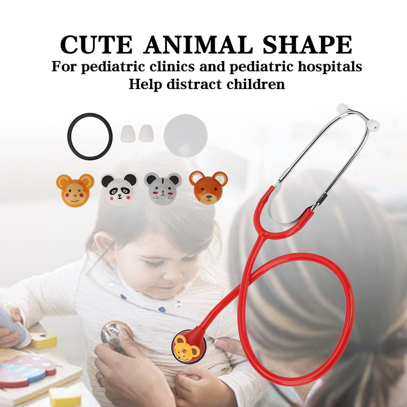 [Australia - AusPower] - Kids Pediatric Clinician Stethoscope with Cartoon Animals Pattern, Accurate Sound Amplification, Soft and Comfortable Earplugs, Adjustable Earpiece, 5 Animal Shaped Heads Included 