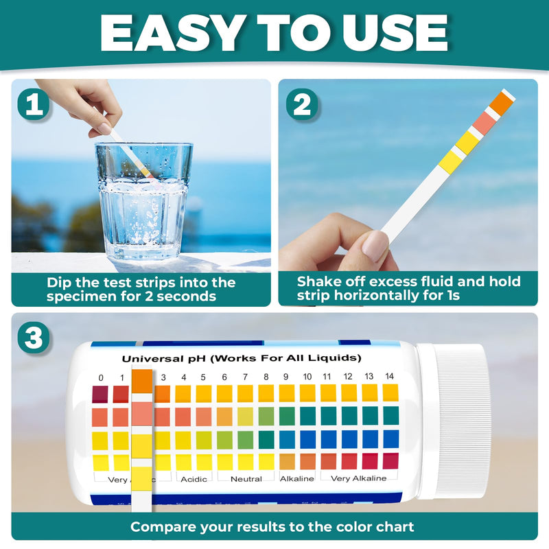 [Australia - AusPower] - pH Test Strips 0-14: 200 Strips Universal Litmus Paper pH Test Strips for Urine & Saliva Testing & Water & Food and Alkaline & Acid Levels, Get Highly Accurate Results in Seconds 