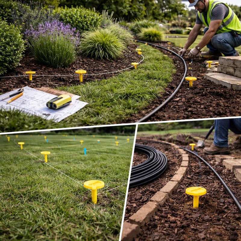 Low Profile Survey Stakes - High-Visibility - Survey Markers Boundary Markers Hi-Vis Garden Stakes (10-Pack (Yellow) Yellow