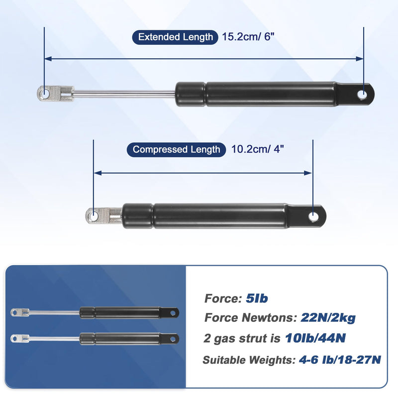 [Australia - AusPower] - 6 Inch 5Ib/22N/2kg Gas Springs, 6" Gas Struts Hydraulic Lift Support Cabinet Lid Toolbox, 2 Pcs, Black 6inch 5lb 