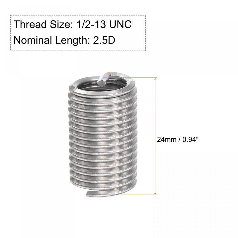 [Australia - AusPower] - uxcell Wire Thread Inserts 1/2-13 UNC 2.5D 304 Stainless Steel Helical Type Coiled Wire Screw Repair Threaded Sleeve Steel Sheath 5pcs 