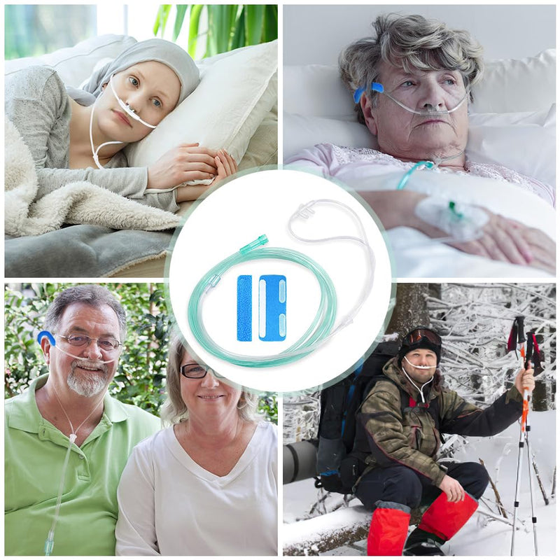 [Australia - AusPower] - 7ft Adult Standard Nasal Cannula- 5 Pack Oxygen Cannula with 1 Pair Ear Cusions, High Visibility, Kink-Resistant & Lightweight Green 