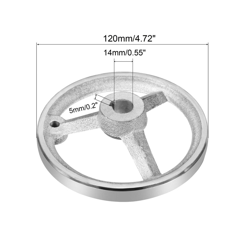 [Australia - AusPower] - PATIKIL 120mm/4.72 Inch Diameter 14mm ID Rotary Handwheel, 1 Pack Cast Iron Chrome Plated with Handle for Many Types of Milling Machines and Lathes, Silver Tone 