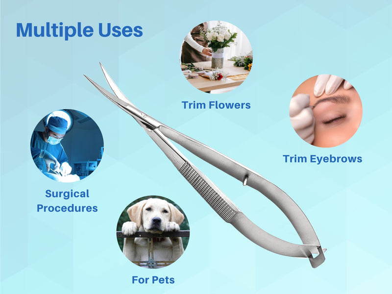 [Australia - AusPower] - Micro Scissors 4.5" Castroviejo Stitch Cutting Embroidery Spring Action Extra Sharp Squeeze Scissors for ENT Eye Skin Dental Veterinary Surgeon by Artman Instruments (Curved) Curved 