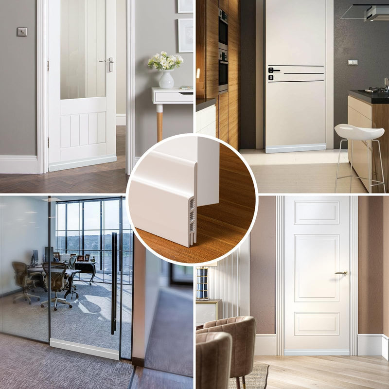 [Australia - AusPower] - Holikme 2 Door Draft Stopper Under Door Draft Blocker Insulator Door Sweep Weather Stripping Noise Stopper Strong Adhesive White 37 inch 