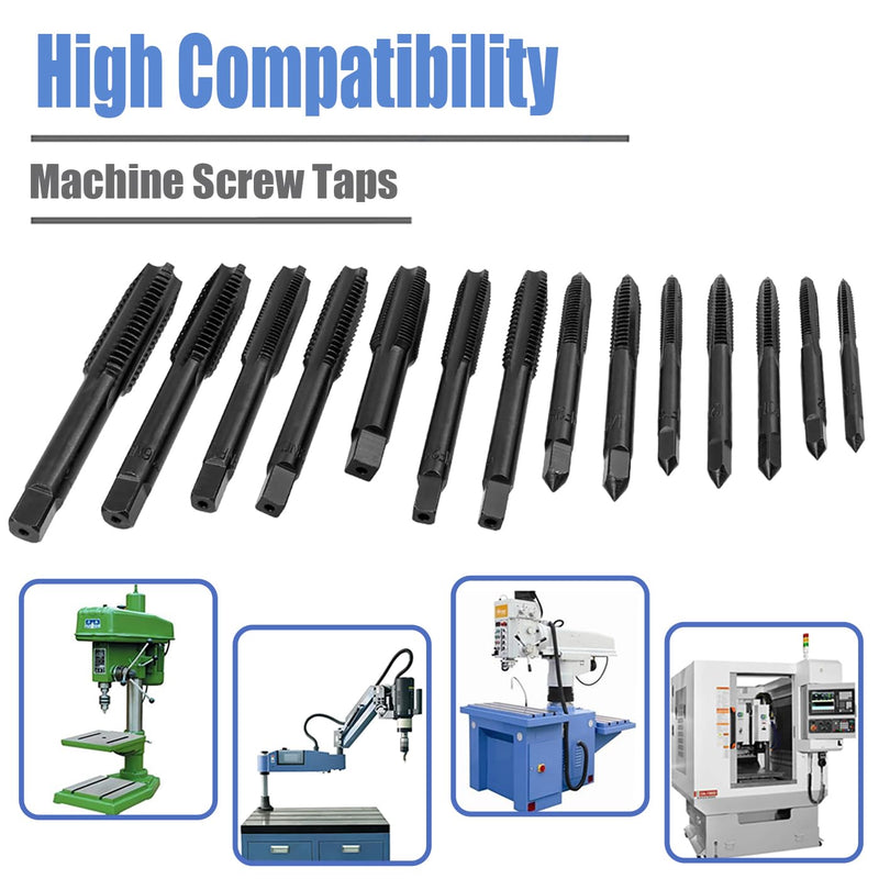 [Australia - AusPower] - Mesee 14 Pieces Thread Tap Combination Set Nitriding Coated HSS Straight Flute Thread Screw Taps SAE Size Machine Drill Thread Tapping Tool 6-32NC to 1/2-13NC 