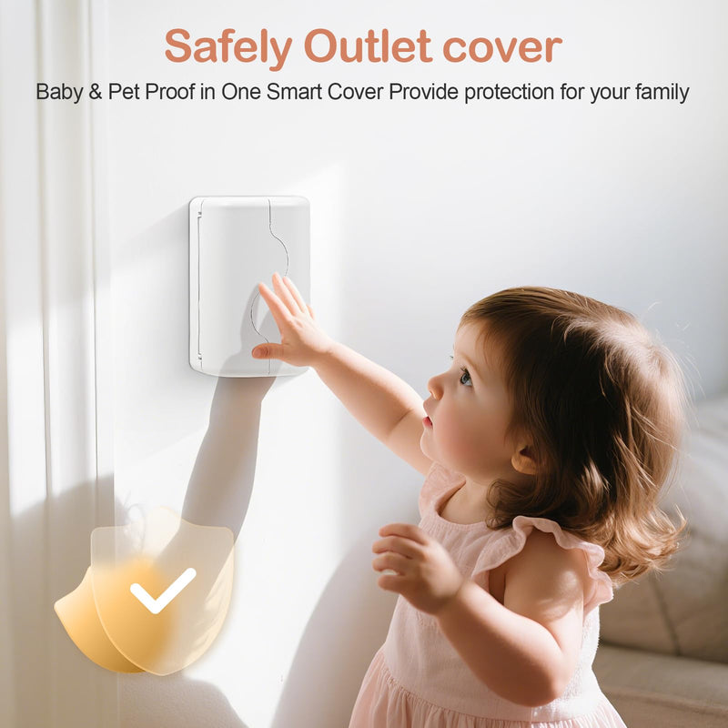 Child Proof Outlet Box Cover, Double Lock System, White, Large Interior Space 4 Pack