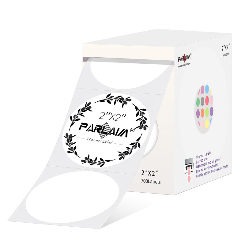 PARLAIM 2 Inch Circle Thermal Sticker Labels,700PCS Round Direct Thermal Printer Labels for Business Bottle DIY Design, QR Code, Name Tag, Inventory (White) White